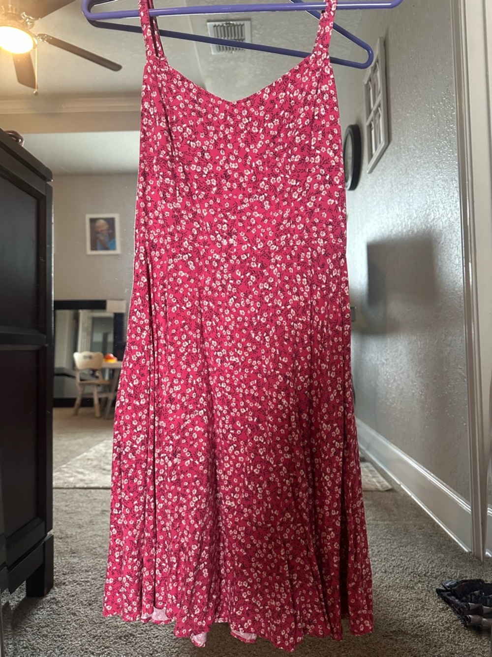 Old Navy Red Floral Spaghetti-Strap Midi Dress
